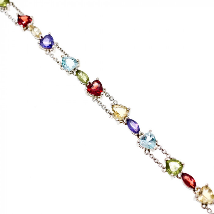 Sky Jewelry Серебряный браслет с натуральными камнями  Сердце