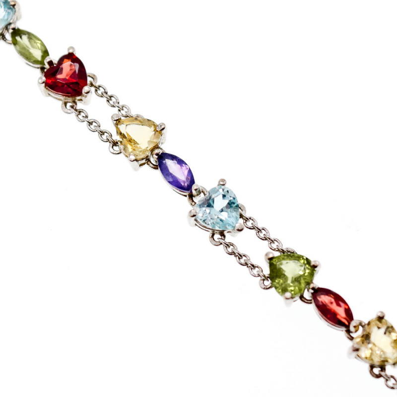 Sky Jewelry Серебряный браслет с натуральными камнями  Сердце