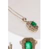 Sky Jewelry Серебряная цепочка с кулоном с изумрудом и бериллами