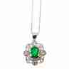 Sky Jewelry Серебряная цепочка с кулоном с изумрудом и бериллами