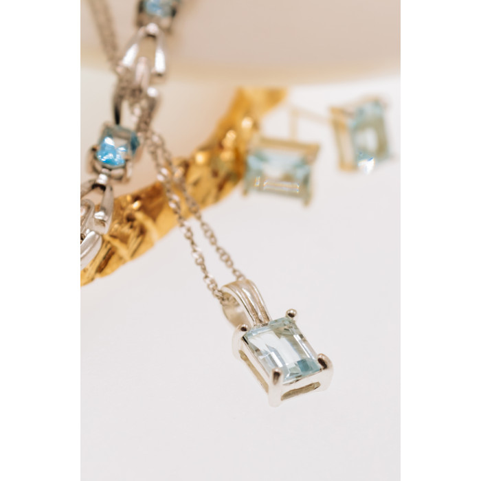 Sky Jewelry Серебряная цепочка с кулоном топаз