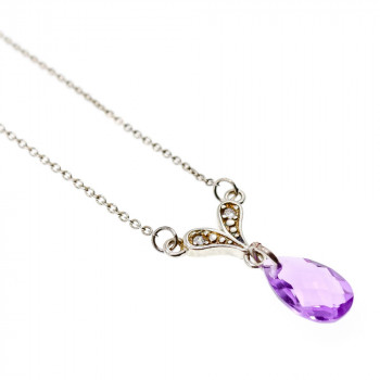 Sky Jewelry Серебряное ожерелье с аметистом и фианитами