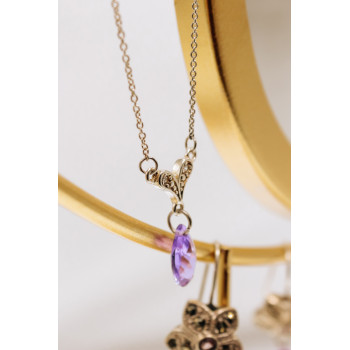 Sky Jewelry Серебряное ожерелье с аметистом и фианитами