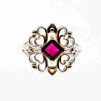 Sky Jewelry Серебряное кольцо с альмандином  Ажур