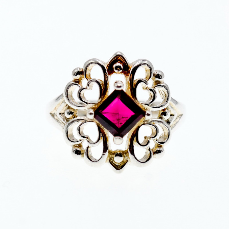 Sky Jewelry Серебряное кольцо с альмандином  Ажур