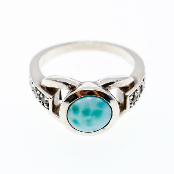 Sky Jewelry Серебряное кольцо с камнями ларимар и гошенит