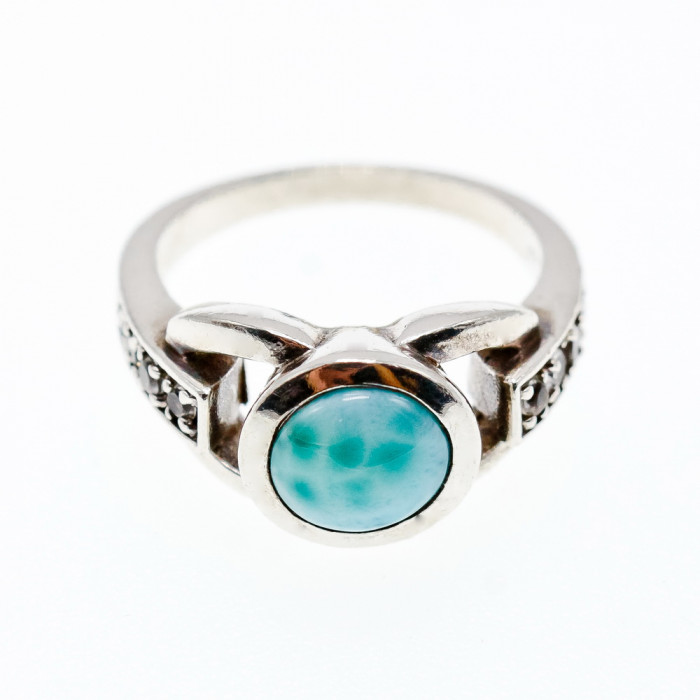 Sky Jewelry Серебряное кольцо с камнями ларимар и гошенит