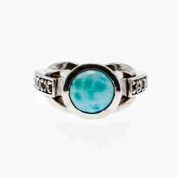 Sky Jewelry Серебряное кольцо с камнями ларимар и гошенит