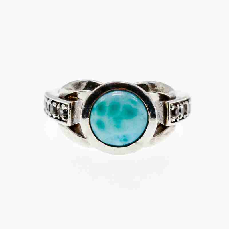 Sky Jewelry Серебряное кольцо с камнями ларимар и гошенит