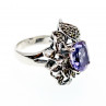Sky Jewelry Серебряное кольцо с аметистом и марказитом