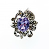 Sky Jewelry Серебряное кольцо с аметистом и марказитом