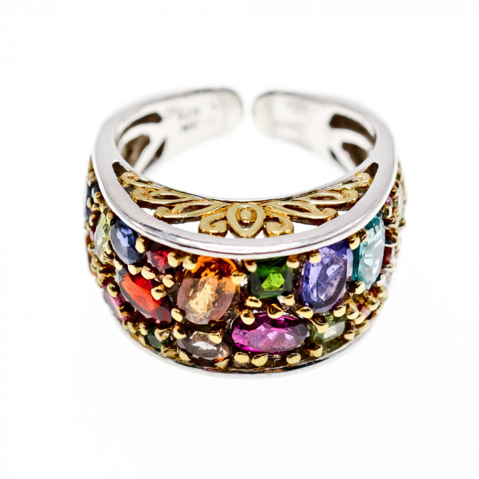 Sky Jewelry Серебряное кольцо с натуральными камнями  Сияние