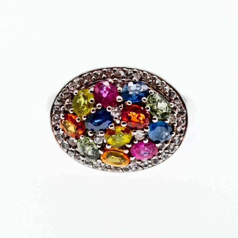 Sky Jewelry Серебряное кольцо с натуральными камнями Радость