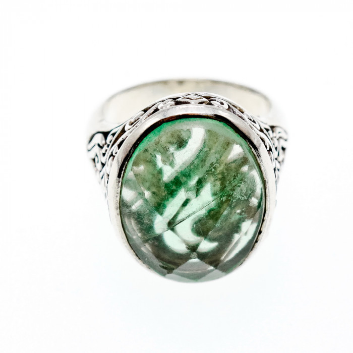 Sky Jewelry Винтажное серебряное кольцо с камнем демантоид