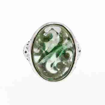 Sky Jewelry Винтажное серебряное кольцо с камнем демантоид