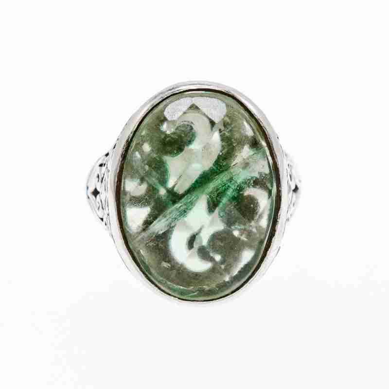 Sky Jewelry Винтажное серебряное кольцо с камнем демантоид