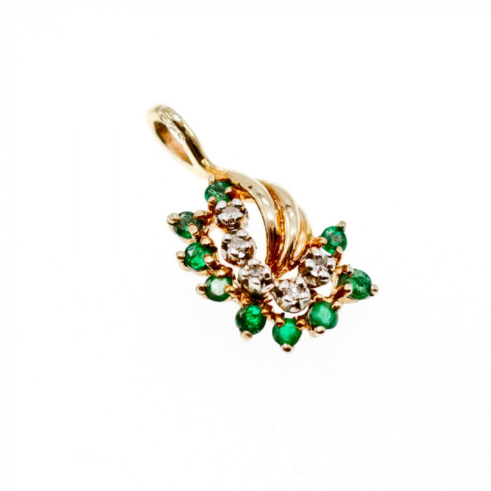 Sky Jewelry Золотой кулон с изумрудами и бриллиантами