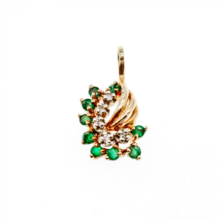 Sky Jewelry Золотой кулон с изумрудами и бриллиантами