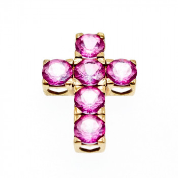 Sky Jewelry Серебряный крестик в позолоте с розовыми топазами