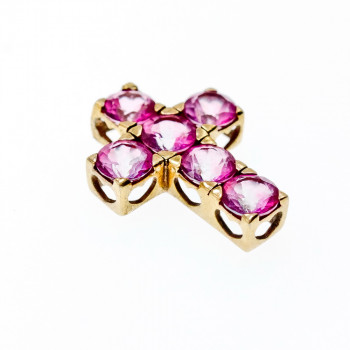 Sky Jewelry Серебряный крестик в позолоте с розовыми топазами