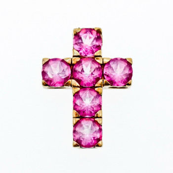 Sky Jewelry Серебряный крестик в позолоте с розовыми топазами