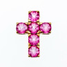 Sky Jewelry Серебряный крестик в позолоте с розовыми топазами