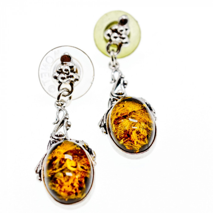 Sky Jewelry Серебряные серьги с янтарем