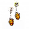 Sky Jewelry Серебряные серьги с янтарем