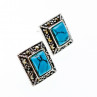 Sky Jewelry Серебряные серьги с бирюзой и марказитом