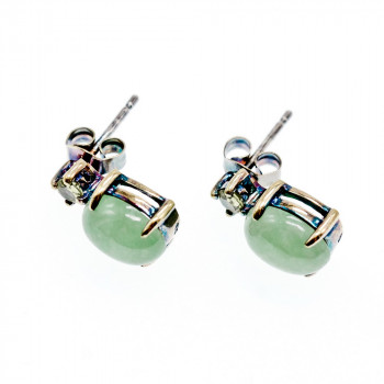 Sky Jewelry Серебряные серьги с нефритом и хризолитом