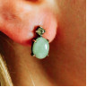 Sky Jewelry Серебряные серьги с нефритом и хризолитом