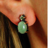 Sky Jewelry Серебряные серьги с нефритом и хризолитом