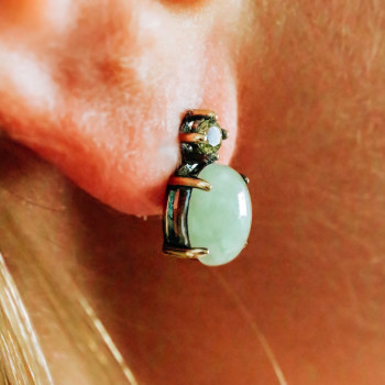 Sky Jewelry Серебряные серьги с нефритом и хризолитом