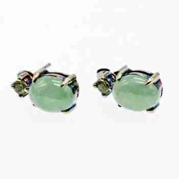 Sky Jewelry Серебряные серьги с нефритом и хризолитом