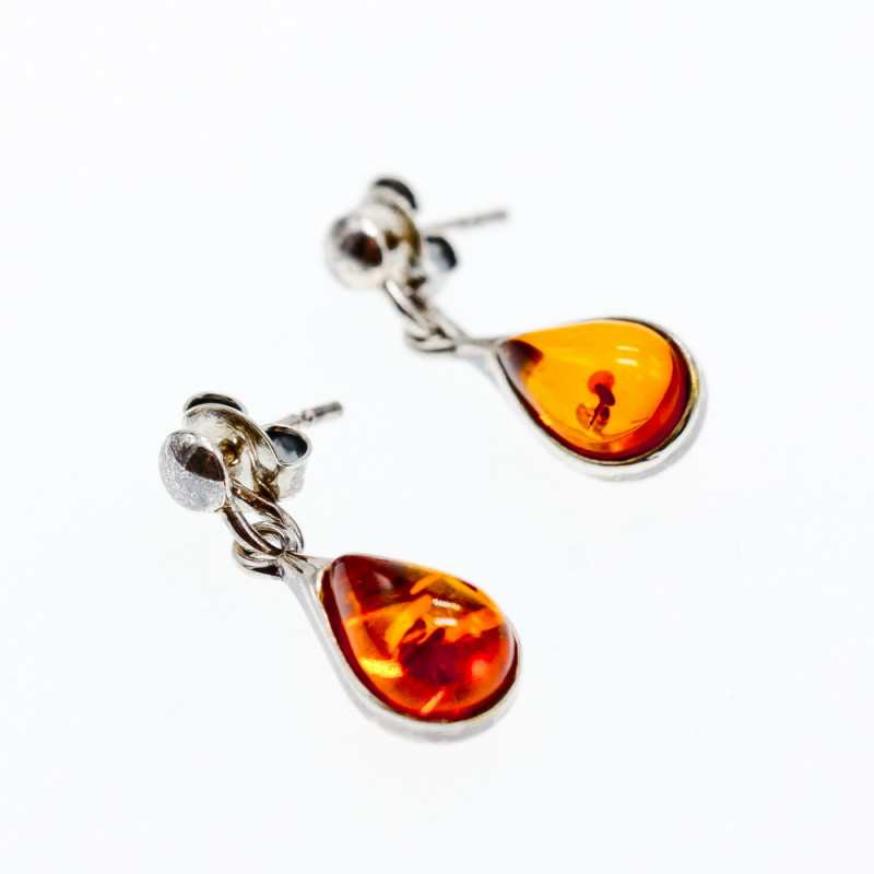 Sky Jewelry Серебряные серьги с янтарем  Капля