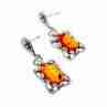 Sky Jewelry Винтажные серебряные серьги с янтарем