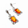 Sky Jewelry Винтажные серебряные серьги с янтарем
