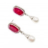 Sky Jewelry Серебряные серьги с рубином и жемчугом Винтаж