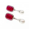 Sky Jewelry Серебряные серьги с рубином и жемчугом Винтаж