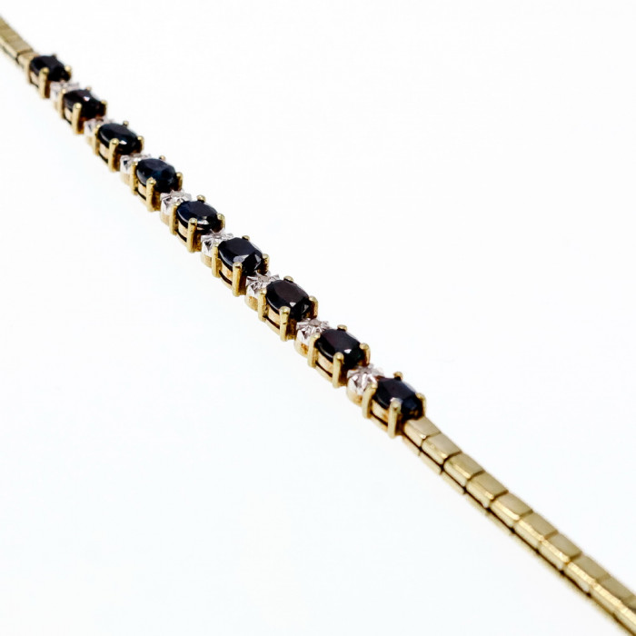 Sky Jewelry Серебряный браслет в позолоте с сапфирами и бриллиантами
