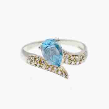 Sky Jewelry Серебряное кольцо с топазом и фианитами