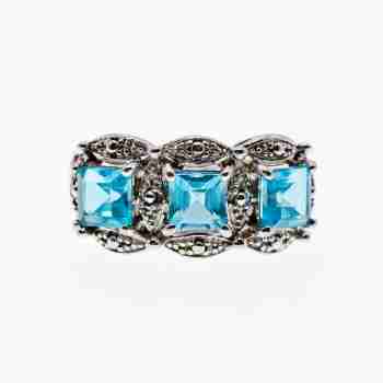 Sky Jewelry Серебряное кольцо с топазами  Настроение