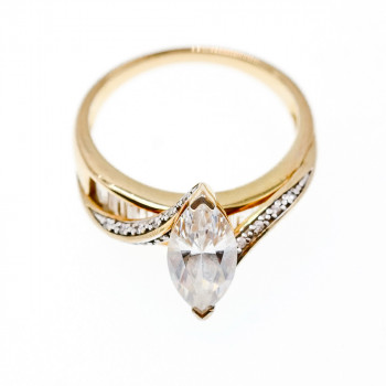 Sky Jewelry Серебряное кольцо в позолоте с фианитами  Маркиз