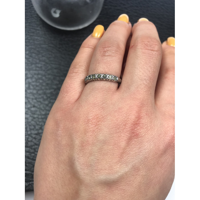 Sky Jewelry Серебряное кольцо с зелеными фианитами