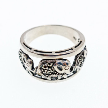 Sky Jewelry Серебряное кольцо с марказитами  Слоники