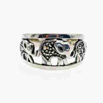 Sky Jewelry Серебряное кольцо с марказитами  Слоники