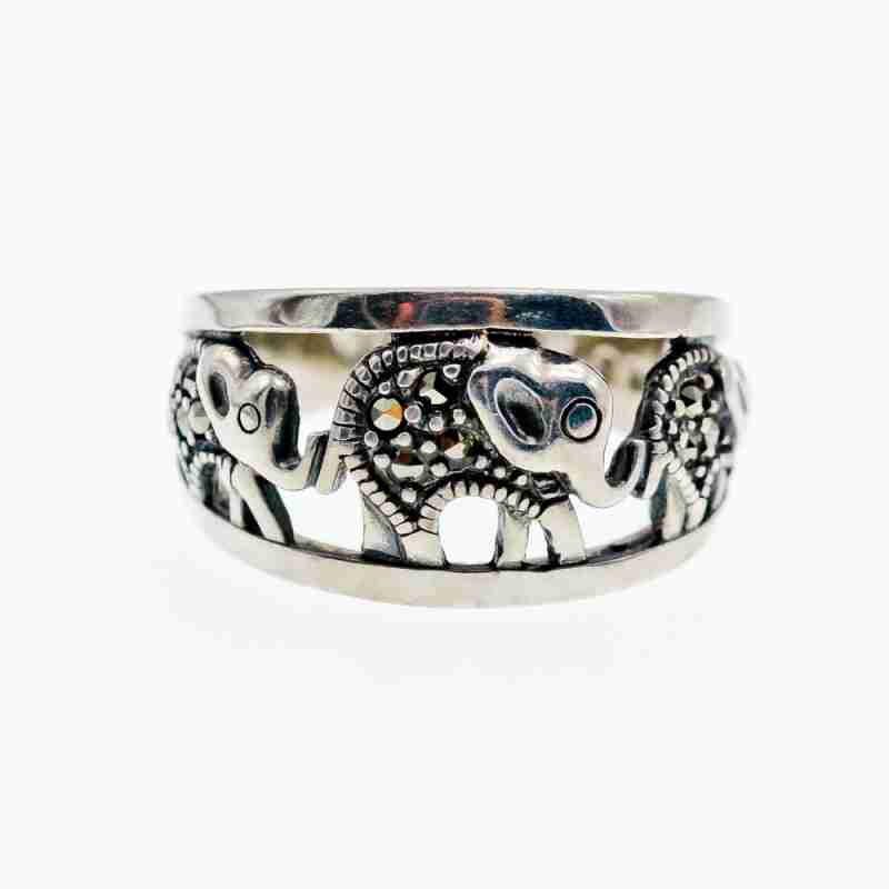 Sky Jewelry Серебряное кольцо с марказитами  Слоники