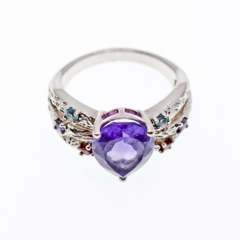 Sky Jewelry Серебряное кольцо с разноцветными турмалинами