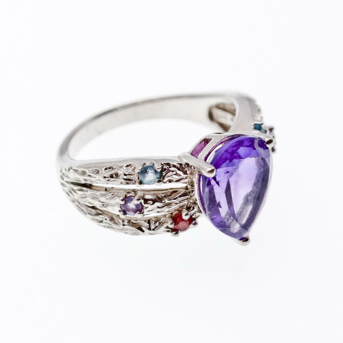 Sky Jewelry Серебряное кольцо с разноцветными турмалинами