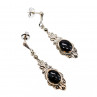 Sky Jewelry Серебряные серьги с ониксом и марказитом